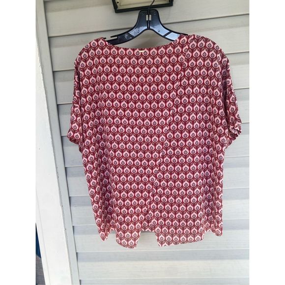 Silvian Heach Peacock Top, Pink Red Blouse, Size Small - Picture 6 of 9